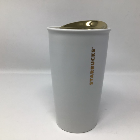 Starbucks 2015 Gold Peace Sign Travel Coffee Tea 12oz Tumbler - Picture 7 of 7